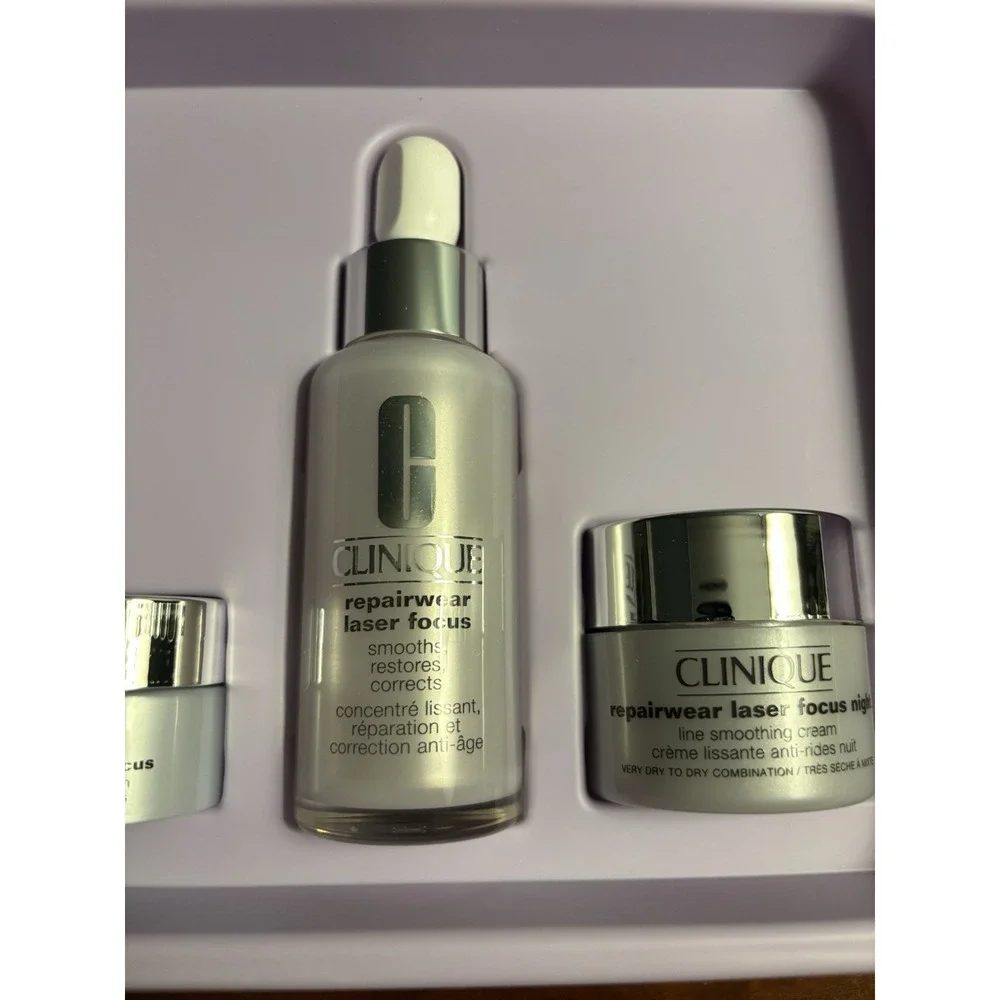 CLINIQUE REPAIRWEAR Power Players Set- Serum, Eye And Night Creams Nib‎